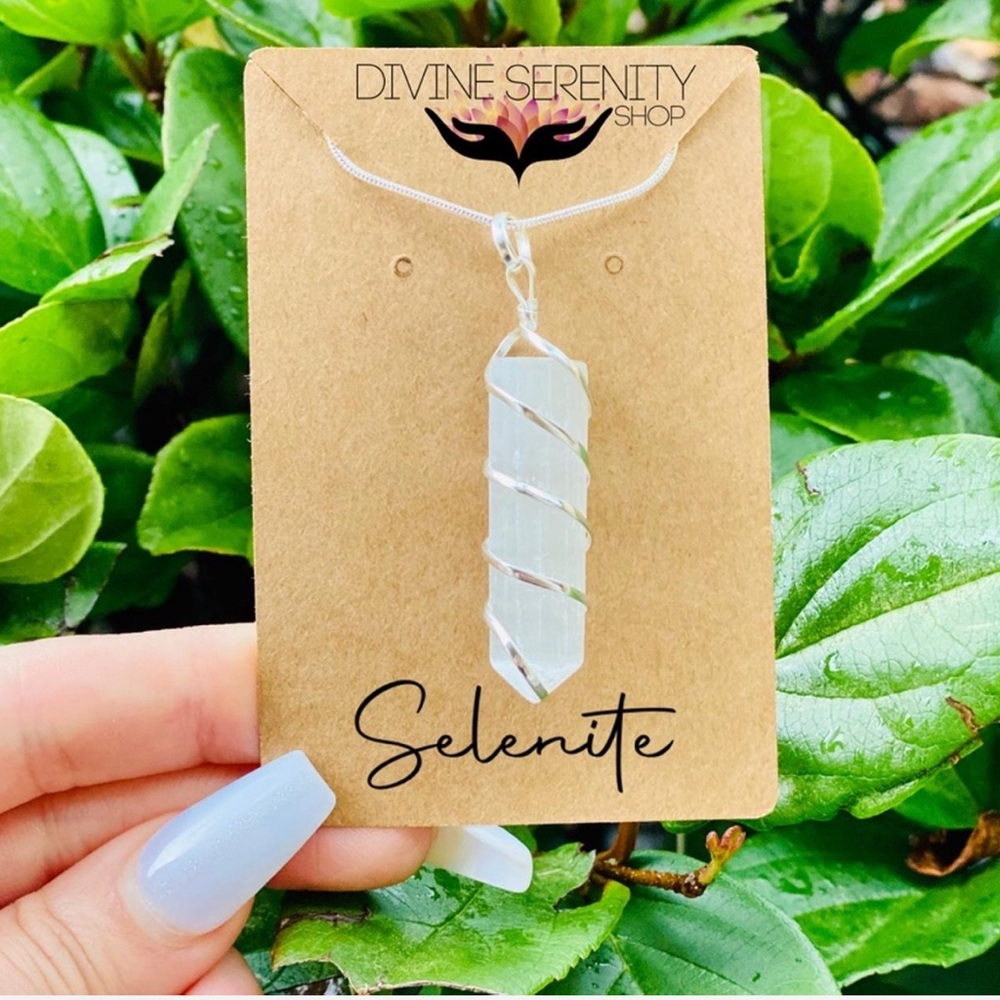 Serenity Silver Selenite Pendant Necklace